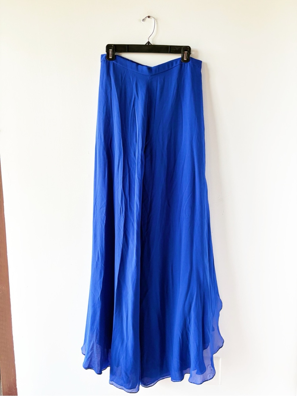 St. John Evening Silk Wide Leg Palazzo Pants Royal Blue Fluid Flowy Trousers 10